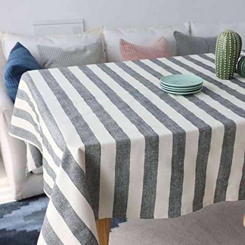 EHOMERY Manteles De Mesa Pequeña Manteles Plata Tela Raya Manteles Impermeables Mesa Rectangular Mantel Rectangular Ajustable Gris Algodón Protección De Decoración De Mesa 140X140Cm