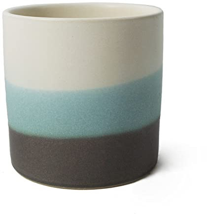 Leaf Pot de Fleurs en céramique, Rayures Bleues, 12 cm