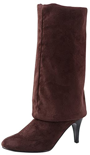 MJIASIAWA Tacco A Spillo Donna Senza Chiusura Sopra Il Ginocchio Stivali Stretch Appuntito Inverno Eleganti Stivali Lungo Vestito Marrone Numero 40 EU/41 Asiatico