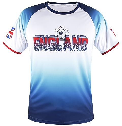 Simapak Herren England Soccer Unterstützer von Fußballfans Tee Raglan Spieltags Trikot T-Shirts - Mehrfarbig (Größe: S)