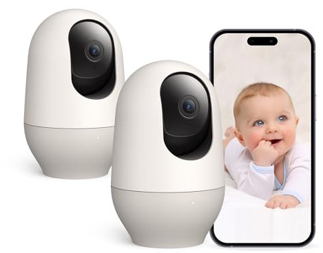Nooie Babyphone WiFi Babyphone mit Kamera 360-Grad-Babykamera mit 2K Nachtsicht Video Babymonitor, AI-Bewegungs-Tracking-Sounds/Bewegungserkennung, funktioniert mit Alexa, 32G SD-Karte und Cloud