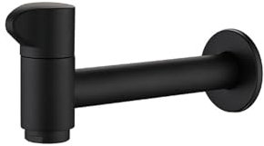 Wandmontierter Wasserhahn Erweiterter Schwarzer Mopp-Pool-Wasserhahn Komplett Aus Kupfer Waschmaschine Schnell Zu Öffnender Einzelner Kaltwasserhahn Unterputz-G1/2-Anschluss Schwarz