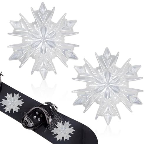 PEUTIER 2 Stück Snowboard Stomp Pads, 3D Transparent Schneeflocken-Stomp-Pads Snowboarden rutschfest Matte Snowboard Spike Stomp Grip Pad für Winter Schnee EIS Ski Zubehör