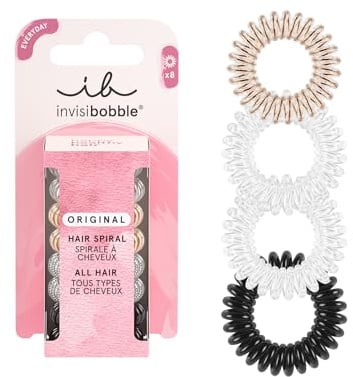 Invisibobble Original Chouchou Clear Black Metal | 8 pezzi | Molto delicato sui capelli | Contro capelli fragili e doppie punte | Nessuna impronta | 8 pezzi