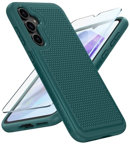 FNTCASE for Samsung A55 5G Phone Case: Dual Layer Shockproof Drop Protection Galaxy - 360 Military Grade Protective Mobile Cover Rugged Matte Heavy Duty Slim TPU Aesthetic Green