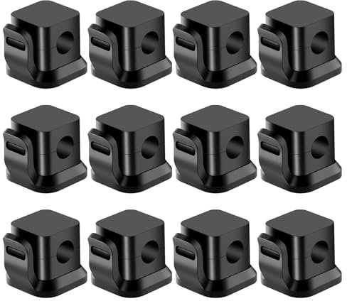 Yeruvce 12 Stück Kabelhalter Kabelclips,Magnetische Schreibtisch Kabel Organizer für Netzkabel, Cable Ladekabel,Schreibtisch Kabelmanagement,Kabel Organizer und die meisten anderen Kabel (Schwarz)