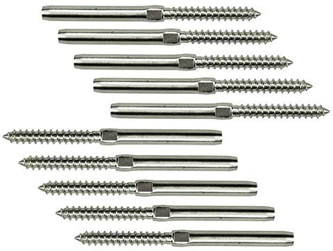 NFOQRVKW Bolts 50/30/10 Pack Screw Terminal Bolt end Joints for 1/8 Cable Tray railings, Manual forging, Stainless Steel Marine Grade Dowels for Daily use (Color : 10pcs)
