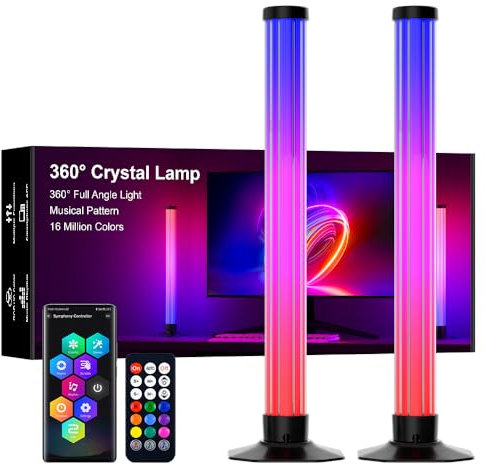 MIWATT 42CM 360° RGB Light Bar LED TV Backlight con DIY Music Sync Modes Smart Bluetooth Control, 8 Scene Modes Color Light Bar per la decorazione della stanza, il gioco, PC, TV