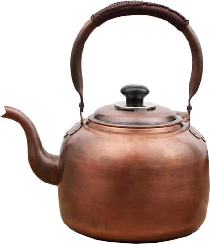 Whistling Tea Pot, Whistling Tea Kettle for Stove Top, Metal Tea Pots, Modern Tea Pot, for Gasstove Tops Pure Copper Kettle,3L