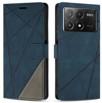 SONWO Cover per Xiaomi Poco X6 PRO 5G, Flip Caso in PU Pelle Case Cover Custodia con Slot per Schede e Supporto Stand per Xiaomi Poco X6 PRO 5G, Blu