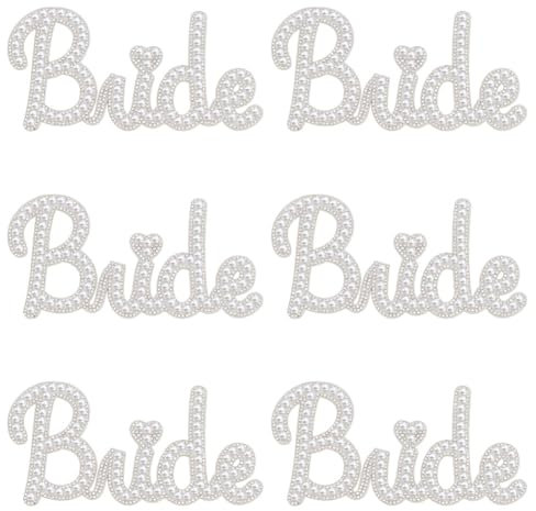 INFUNLY 6pcs Bling Bride Rhinestone Patches Iron/Sew On Sparkly Applique Wedding Embroidered Sequined Fabric Patches for Clothing Jeans Jackets Handbag Shoes DIY Patches Decor
