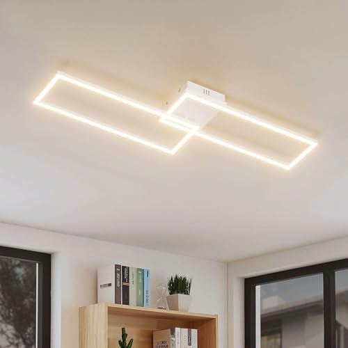 Klighten Deckenleuchte LED Deckenlampe 45W 3480 Lumen, Wohnzimmerlampe aus Aluminium Modern Deckenbeleuchtung für Schlafzimmer Küche Wohnzimmer Flur, 96 x 35 x 8 cm, Warmweiß 3000K, Weiß
