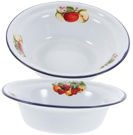 ABOOFAN 2 Cuencos de Sopa Esmaltados con Borde Ancho para Un Uso Fácil Soporte Esmaltado Herramienta de Cocina Multiusos Estilo Retro