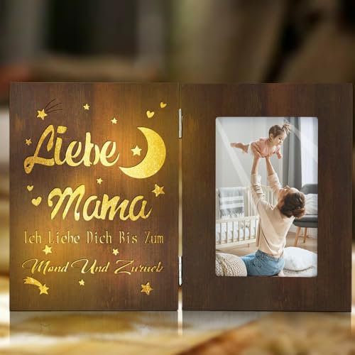 HSDSH Muttertagsgeschenke für Mama, Personalisiert Geschenke für Mama von Tochter Sohn, LED Bilderrahmen Mama, Geburtstagsgeschenk für Mama, Mama Geschenk für Muttertag, Geburtstag