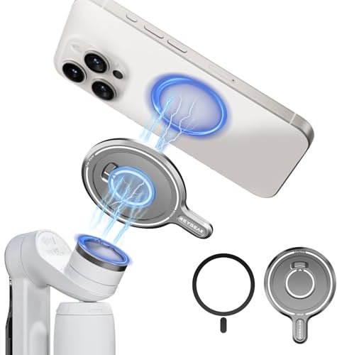 REYGEAK Base de adaptador magnético Gimbal Soporte para Insta360 Flow Pro/Flow, adaptador magnético de aleación de aluminio para Magsafe iPhone, montaje de liberación rápida con anillo magnético