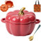 Oven Safe Pumpkin Bowls, Pumpkin Dutch Oven Pot with Lid, Mini Baking Dish Cute Pumpkin Bowl, Ceramic 0.75-Qt Petite Pumpkin, Oven & Stove Safe up to 572°f, Pumpkin Dish (Red)