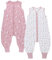 2er Pack Baby Schlafsack Sommer mit Füßen 0.5 Tog 100% Baumwolle Kinder Sommerschlafsack für Jungen und Mädchen (Pony + Punkt, L/95-105CM)