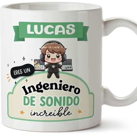 MUGFFINS Tazas Personalizadas para INGENIERO DE SONIDO hombre - En Español - Eres increíble - Kawaii - 11 oz / 330 ml - Regalo Personalizable original y divertido