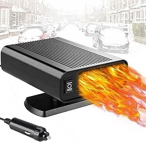 Showvigor Auto-Heizung, 2-in-1 Heizung/Kühlung Mini-Auto-Heizung, rotierende Windschutzscheibe Defrost Defogger, 150W 12V tragbare Auto-Heizung Anti-Beschlag, Plug-In Zigarettenanzünder