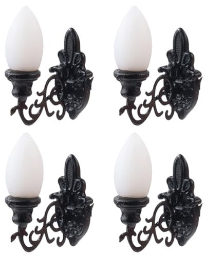 Housoutil Lampe Murale Miniature 1:87 Lot De 4 Lampes LED DIY pour Maison De Poupée Décoration De Table À Sable Et Modèle De Construction
