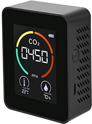 Steowsey Luftmonitor CO2 Kohlen Dioxid Detektor Luft QualitäTs Temperatur Feuchte Monitor Schnell Messung für CO2, Schwarz