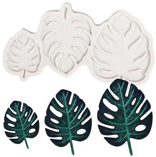 Sijiangmold Tropische Blatt Silikonformen Monstera Blatt Fondantform Palmenblätter Formen Für Kuchendekoration Schokolade Cupcake Topper Süßigkeiten Polymer Ton Blütenpaste