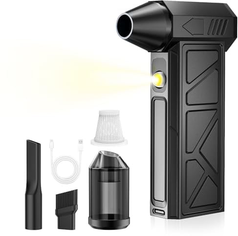 Electric Air Duster, 100000RPM Elektrischer Staubbläser | 4-Gang einstellbare Mini-Gebläse Staubbläser mit 4000mAh Akku für Computer, Tastatur, Outdoor, Haus und Auto