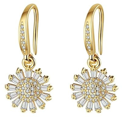 Tolldek Ohrringe Damen 9 Karat Gold, Moissanit Blumen Ohrhänger, Ohrringe Jugendstil Au 375 Echt Gold Schmuck