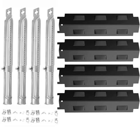 WELL GRILL Universal Edelstahl Brenner & Flammenverteiler für Landmann, Tepro, Barbecook und die meisten Gasgrill, 37cm Hitzeschild Brennerabdeckung und 31-45cm Einstellbares Brennerrohre Ersatzteile
