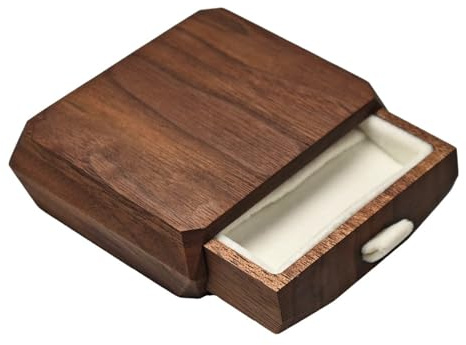 GKYQVE Elegante Walnussholz Holzringe Box Für Engagement Handgefertigte Velvets Gefütterte Schmuckkoffer Aufbewahrungsbehälter Für Eheringe Velvets Innenbox