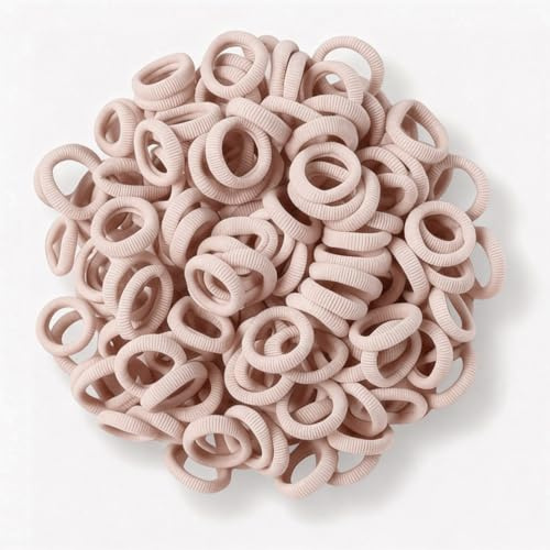 ACKKOR 100 st Mini Hårband för Barn, Flickor, Småbarn, Mjuka och Sømlösa Elastiska Hästsvanshållare för Fint Hår, Beige Hårsnoddar