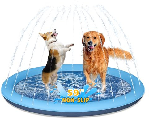Almohadilla de salpicaduras para perros, piscina de aspersor gruesa antideslizante de 59 pulgadas, juguetes de agua para mascotas al aire libre, almohadilla de salpicaduras para perros y niños