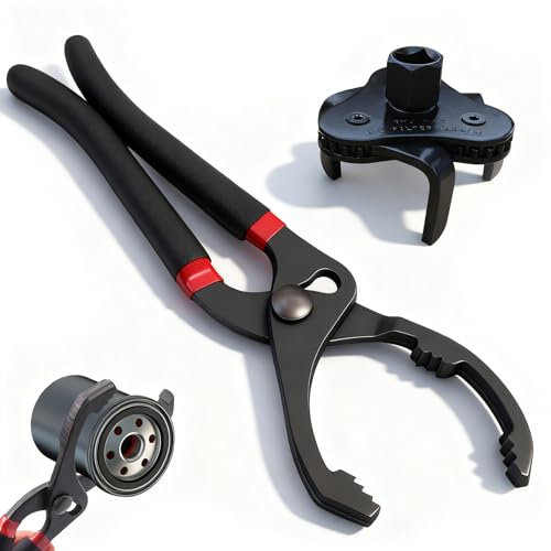 NEUSID Ölfilterschlüssel Set, 2 Stück Verstellbar Ölfilterzange 30cm Universal 3-Armig Ölfilterspinne Ölfilter Schlüssel Werkzeug für Ø 60-120mm Filtern an PKW Kfz Auto Motorrad