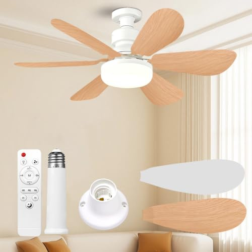 Ventilateur de Plafond avec Lumière et Telecommande, 52CM, Variateur 30W