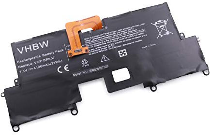 vhbw batteria compatibile con Sony Vaio SVP11215CDB, SVP11215CLB, SVP11215PXB, SVP11215PXS laptop, notebook (4120mAh, 7,5V, Li-Poly) con chip