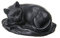 Dekorative Stein Statue Figur Skulptur liegende Schwarze Katze 10 cm