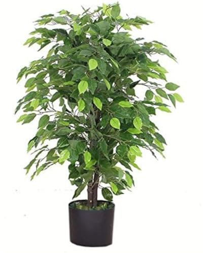 Leaf Design UK Kunstpflanze/Kunstpflanze, 90 cm, buschig, schwarzer Kunststofftopf