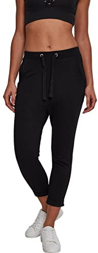 Urban Classics Pantaloni da Donna Open Edge Terry Turn Up Sportivi, Nero (Black 00007)