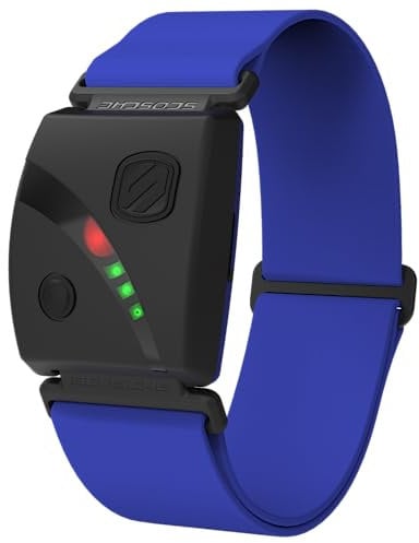 Scosche Rhythm24 Waterproof Armband Heart Rate Monitor – Bluetooth Compatible, 24-Hour Battery – Blue