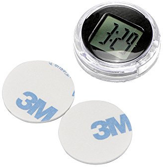 Vvciic Mini wasserdichte Stick-On Motorraduhr Uhr Motorrad Auto Digitaluhr bis zu 1 Jahr Batteriedauer Dia. 1,1 (2PCS)