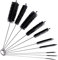 Zhiye Pipe Tube Brush Pipe Cleaning Brushes, Nylon Drinking Straws Cleaner Brush 10 Pieces set for Washing Kettle Spout, Teapot Nozzle Black
