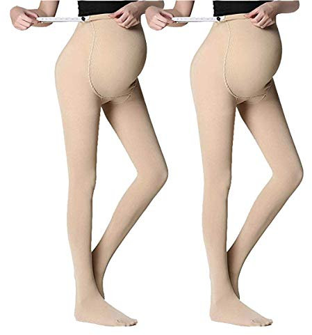 LOVELYBOBO 2 Pairs Microfibre Collant Maternité Vêtements Grossesse de maintien en microfibre 120 Den compression graduée légère Femme (nu*2)