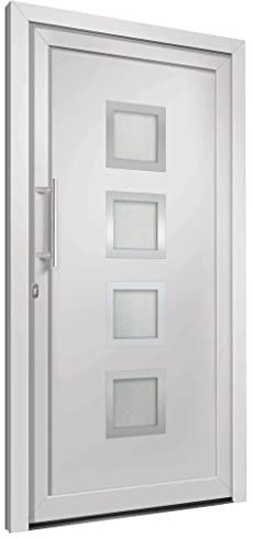 vidaXL Haustür mit Handgriff-Set 3 Schlüssel Montageset Nebeneingangstür Kellertür Außentür Eingangstür Wohnungstür Tür Weiß 98x190cm