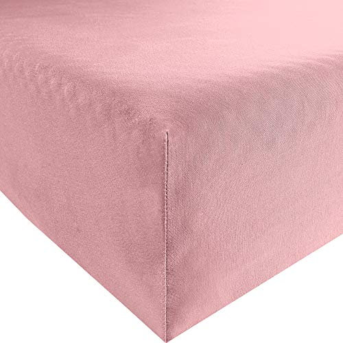 Erwin Müller Spannbettlaken, Spannbetttuch Interlock Mako-Jersey - Serie München - perfekte Passform, bügelfrei, mit Rundumgummi - rosé Größe 140x200 cm - 160x200 cm