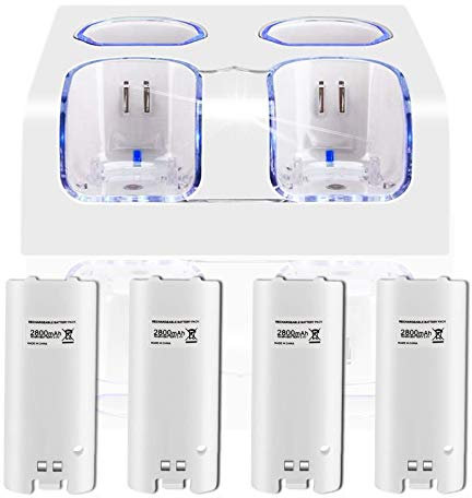 Surnous Chargeur pour Télécommande Wii, Station de Charge pour Wii avec 4 Batteries