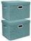 TYEERS Large Storage Box with Lid, Collapsible, Washable, Fabric Storage Box for Clothes, Wardrobe Storage, 44x30x29 cm, Set of 2, Aqua Deep