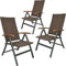 BRUBAKER 3er Set Polyrattan Gartenstuhl Modena - Hochlehner aus Metall und Poly Rattan klappbar - 7-Fach verstellbare Rückenlehne - wetterfester Faltstuhl/Klappstuhl - Braun Grau