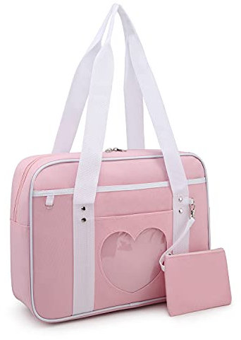 Jywmsc Ita Tasche Damen Umhängetasche Herzform Japanische Schulhandtaschen Kawaii JK Anime Geldbörse für Lolita Mädchen Tote Bag