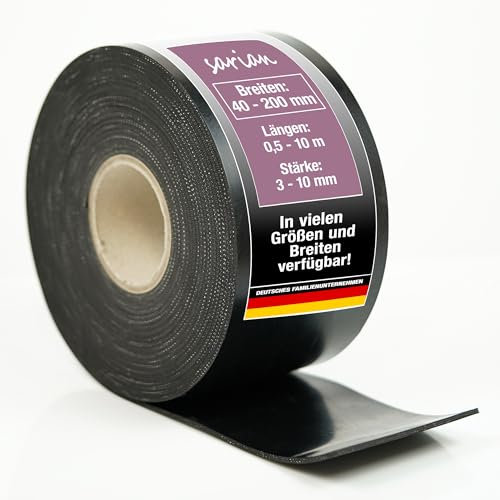 Gummistreifen BIS 10 Meter Länge mit Gewebeeinlage 3-10mm stark, viele Größen und Breiten Gummirollen Industriequalität Hartgummi Vollgummi (LxB 4m x 12cm, 10mm Stärke)