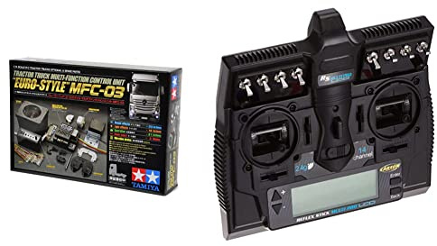 TAMIYA 300056523 1:14 MFC-03 Truck-Multifunktionseinheit, schwarz & Carson 500501004 FS Reflex Stick Multi PRO LCD 2.4 GHz – 14-Kanal-Fernsteueranlage
